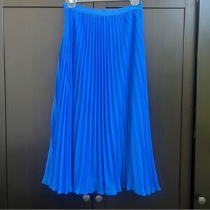 Banana Republic Bright Cobalt Blue Pleated Midi Skirt Size 0